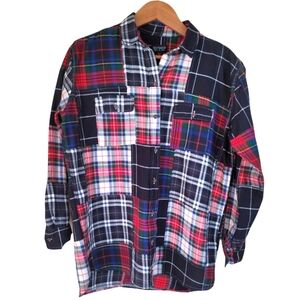 ASOS TOPSHOP Drop Hem Plaid Shirt